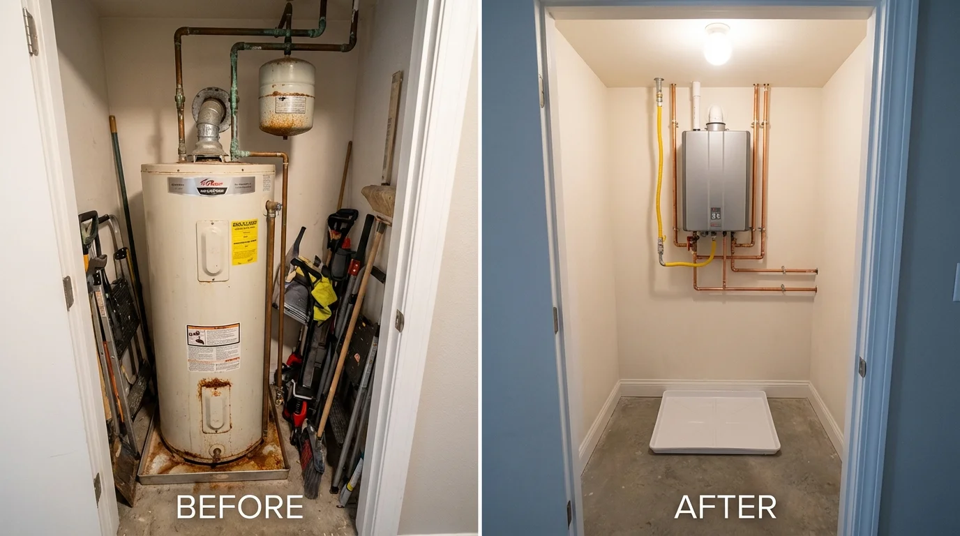 Tank water heater versus wall-mounted tankless unit comparison for Lyons, IL homeowners